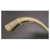 Vintage brass gunpowder flask