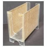Mid century modern acrylic and rattan magazine