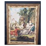 Framed vintage handmade tapestry