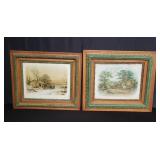 Pair of framed antique prints