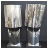 Curtis Jere signed chrome sculpture lamps