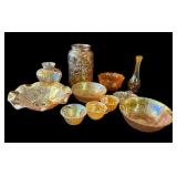 Lot of 11 carnival glass items