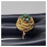 14k gold & emerald ring, scratch tested