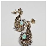 14k gold diamond & opal earrings with jeweler