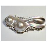 18k gold blister pearl & diamond necklace pendant