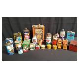 Group of vintage motor oil, clutch oil tin