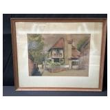 Framed signed water color on rag paper, dated 1943
