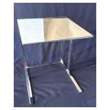 Vintage Italian chrome glass top side table
