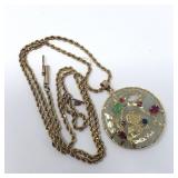 14k gold necklace with jadeite & semiprecious