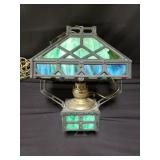 Vintage arts & craft style slag glass pendant