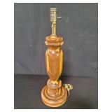 Carved wood table lamp