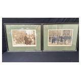 Pair of framed political lithographs "On the