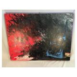 Abstract oil painting on wood panel