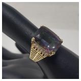 14K gold, diamonds, & mystic topaz ring