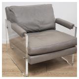 Restoration Hardware leather and acrylic arm chair
