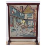 Antique tapestry fire screen