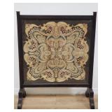 Antique embroidery fire screen