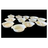 Lot of 12 vintage Glasbake milk glass dishes