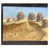 Signed oil on canvas painting "Ghost Town"