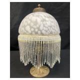 Vintage Victorian style beaded glass shade lamp