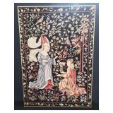 Framed vintage hand tapestry