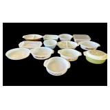 Lot of 13 vintage Pyrex glass dishes