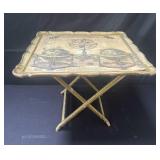 Vintage folding tea tray with etching of