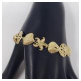 14k gold textured seashell, starfish &