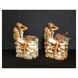 Pair of vintage Native American chalk TV lamps