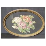 Antique framed floral embroidery