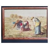 Framed needlepoint tapestry of "The Gleaners"