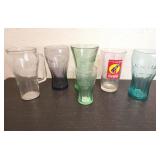 Vintage Coca-Cola glasses in multiple colors