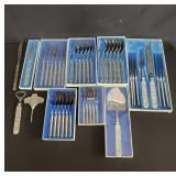 42pc vintage Konge tinn (Norway) flatware
