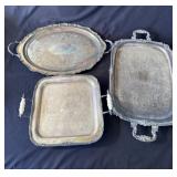 Lot of 3 vintage silver plate trays