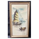 Framed signed P. Wong oil on canvas