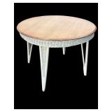 Antique wicker & yellow birch table