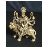 Vintage brass Hindu goddess Durga sculpture
