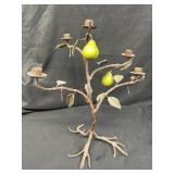Metal leaf candelabra with pears