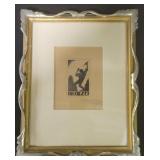 Vintage pencil signed and dated 1926 lithograph
