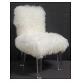 Modern faux fur side & acrylic side chair