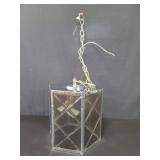 Chrome and plastic hanging light fixture