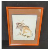 Signed print of a goat