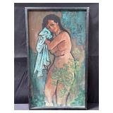 Framed nude acrylic on panel