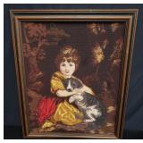 Framed vintage handmade tapestry