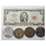 Group of misc currency, coins, other