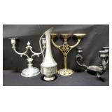Group of brass pewter and silver plate