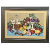 Vintage framed needlepoint wall decoration
