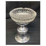 Vintage pewter and crystal ashtray