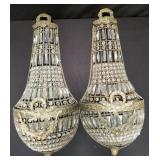 Pair of Italian style brass and crystal beaded