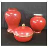 Pair of Esteelauder porcelain vases and one